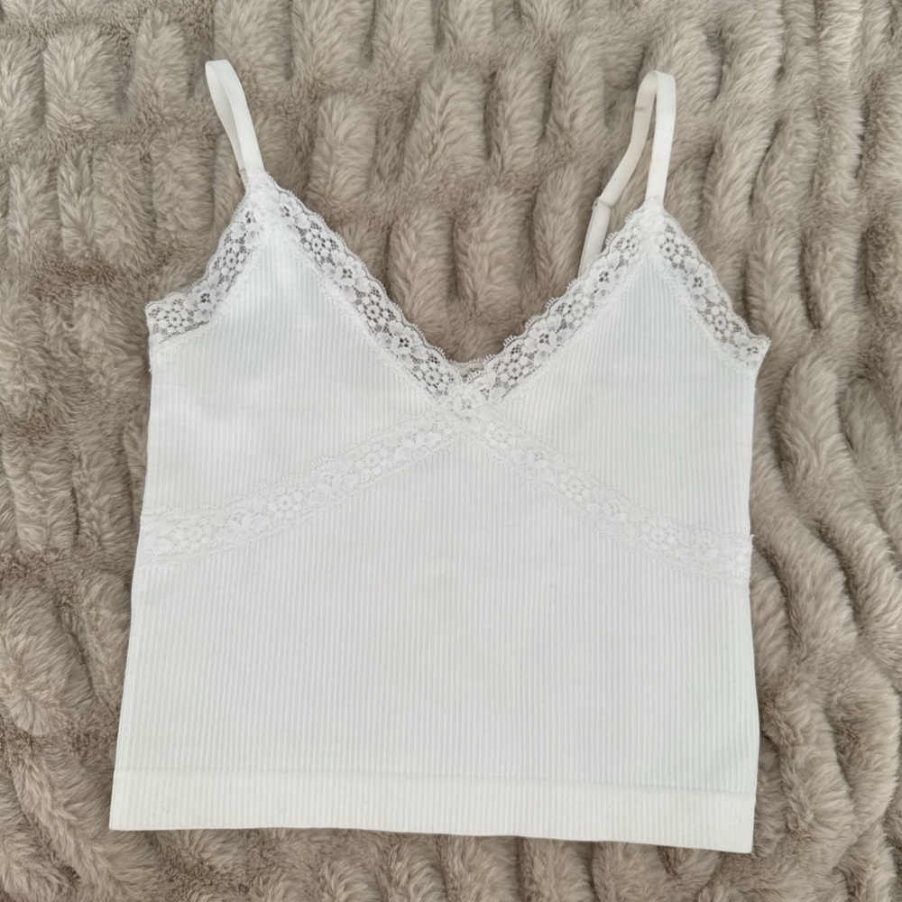 Elegant White Lace Trim Cami Top